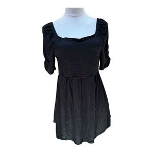 Sabel Black Smocked Top short Sleeve Swimsuit Cover Size L